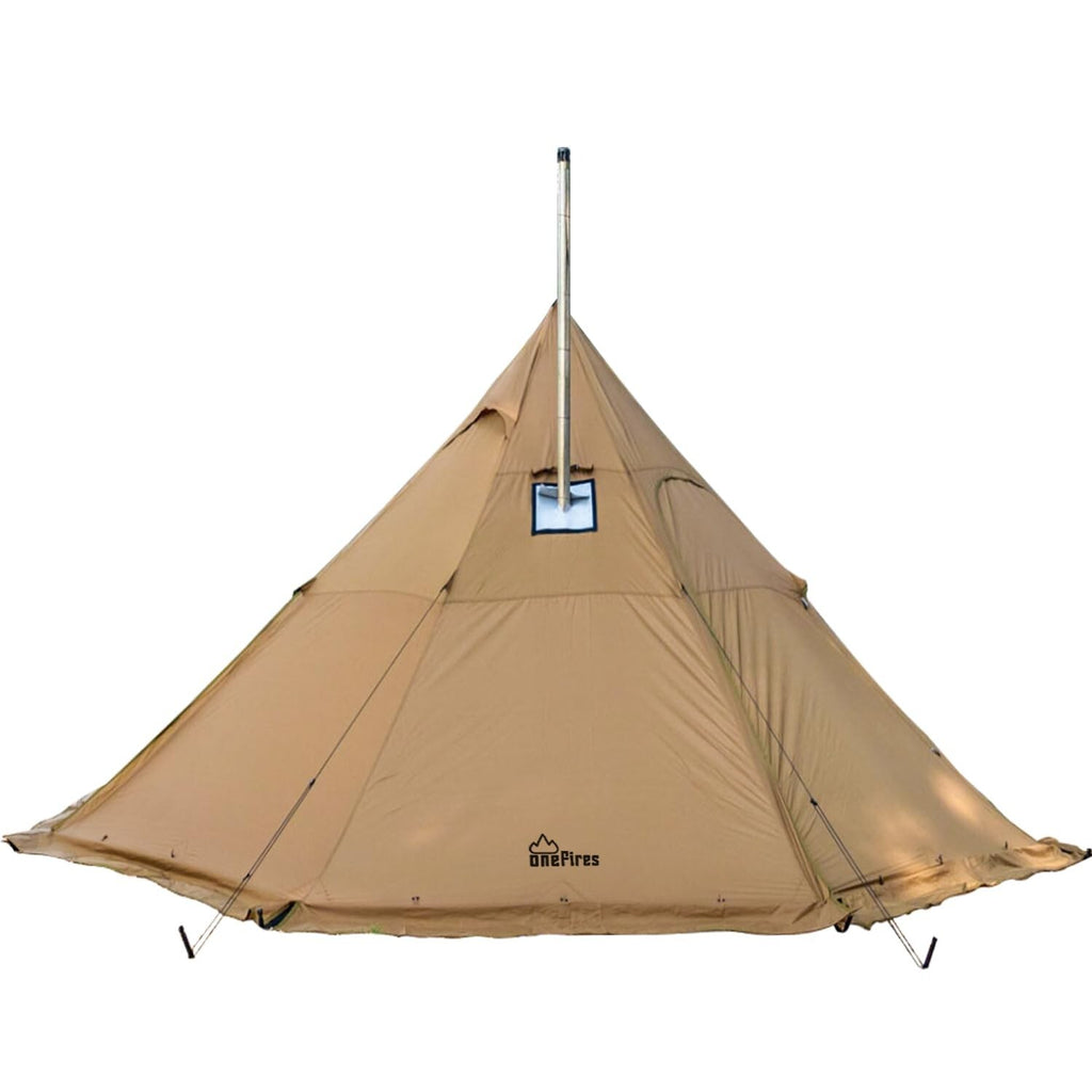 Hot Tent with Stove Jack Onefires Large Teepee Tent for Family Camping 4-8 Pe...