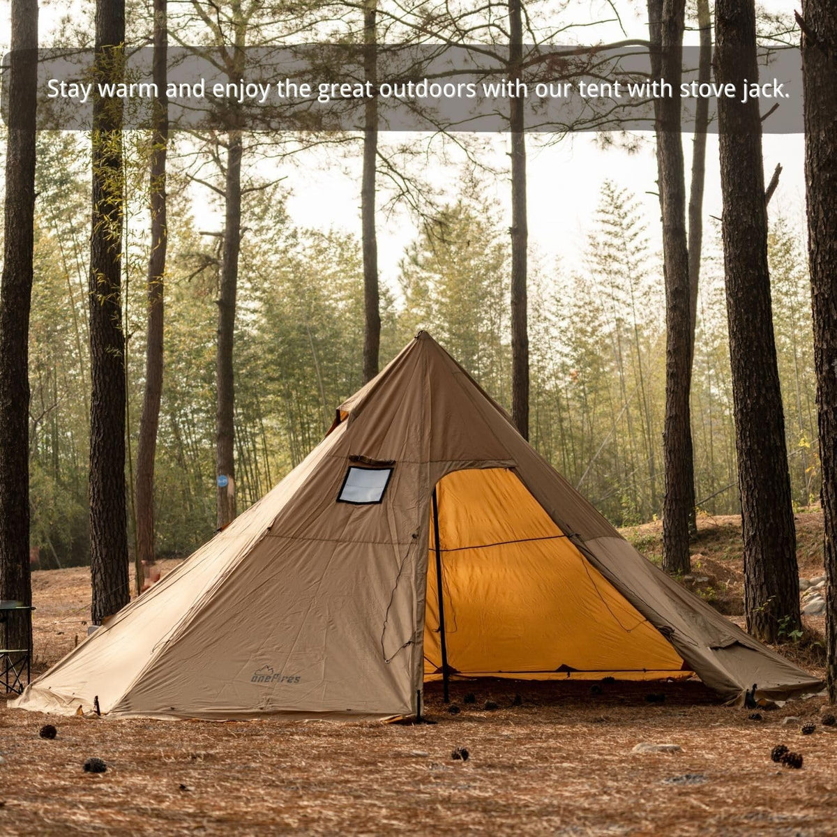 Hot Tent with Stove Jack Onefires Large Teepee Tent for Family Camping 4-8 Pe...
