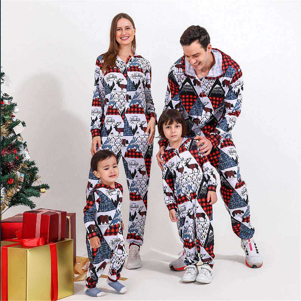 Men's And Women's Christmas Print Family Pajama Set