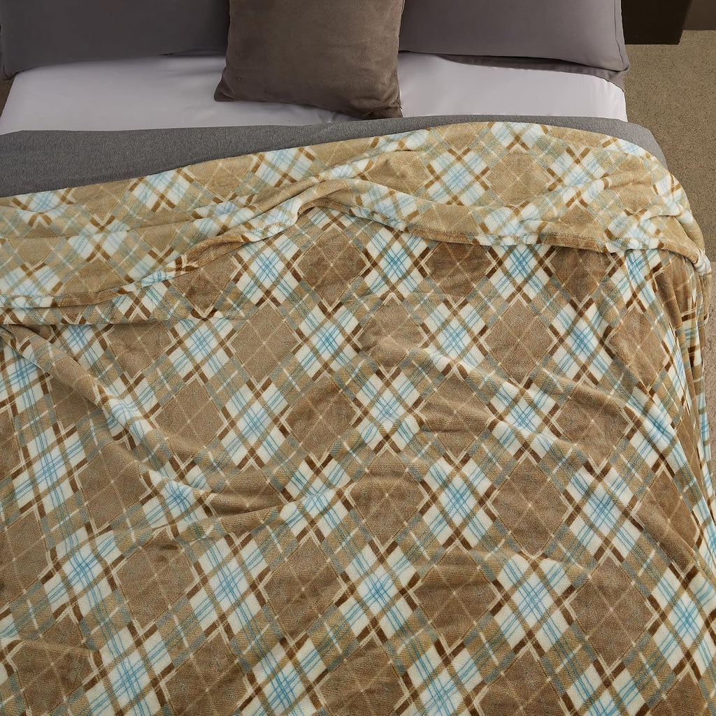 Oversized King Fleece Blanket 120X120 Inches, Seamless Soft Cozy 3D Jacquard Flannel Blanket 10'X10' Extra Large for Bed, Sofa, Couch, Travel & Camping, California King Throw, Beige Diamond