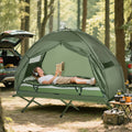 Outdoor 1-Person Folding Tent Elevated Camping Cot W/Air Mattress Sleeping Bag