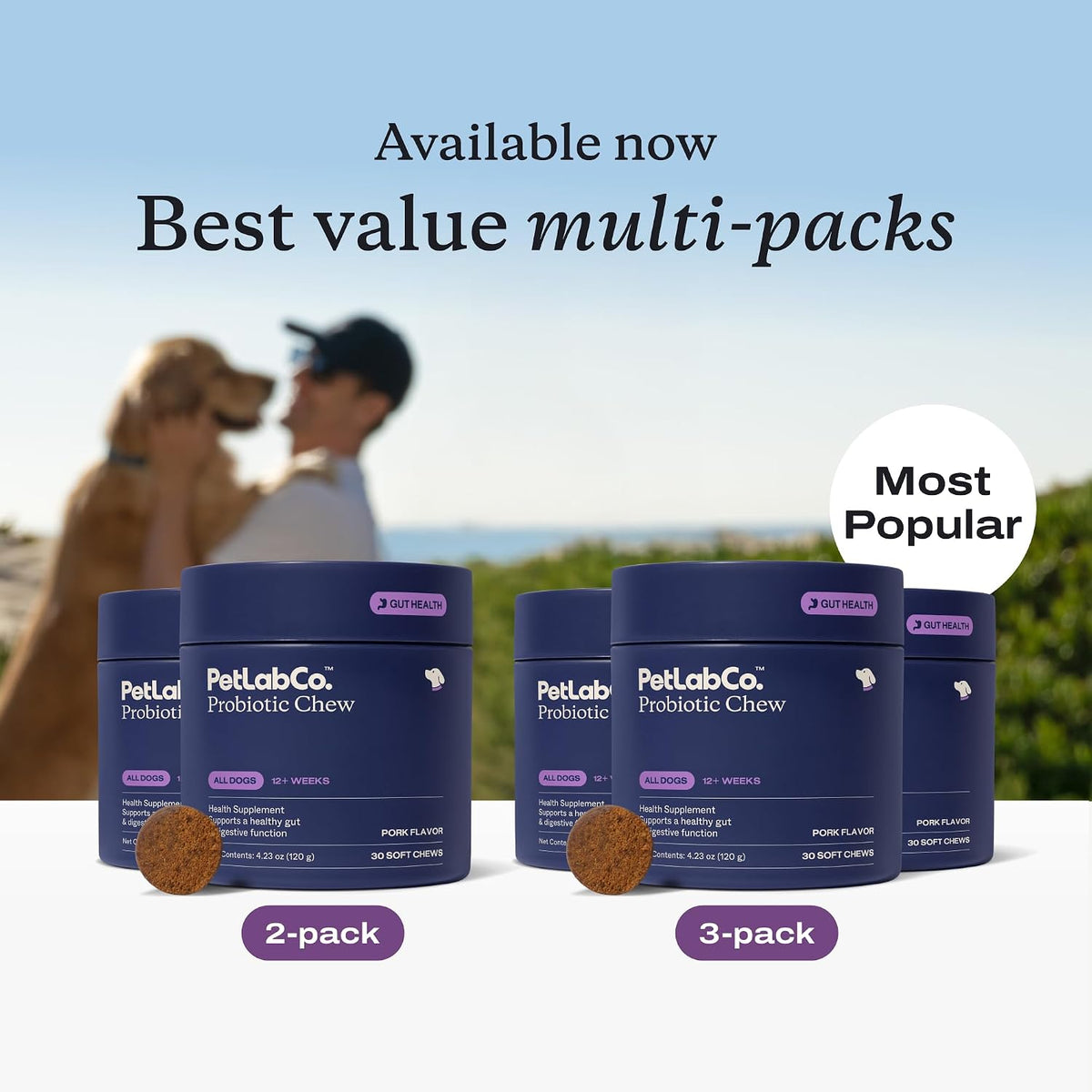 Delicious Pork Flavored Probiotic Chews for Dogs - 30 Soft Chews to Support Digestive Health and Allergies