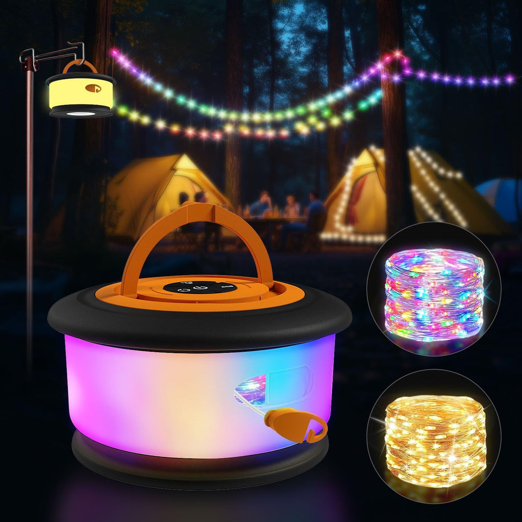 Versatile 32.8FT Rechargeable Camping String Lights with 19 Modes - Perfect for Outdoor Adventures and Festive Decor
