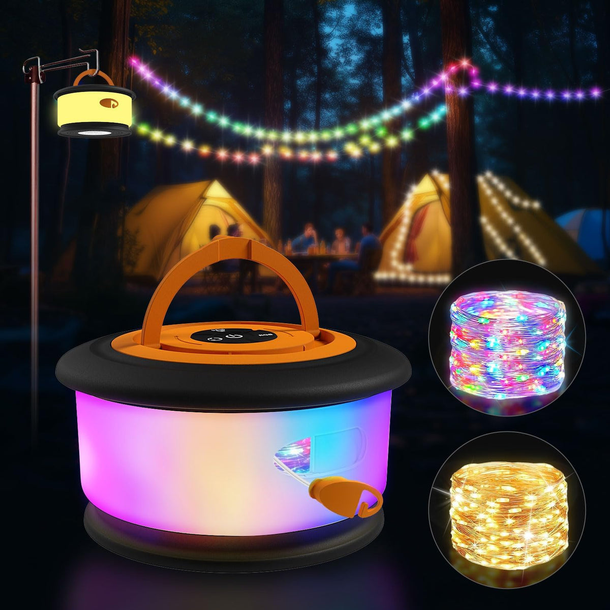 Versatile 32.8FT Rechargeable Camping String Lights with 19 Modes - Perfect for Outdoor Adventures and Festive Decor