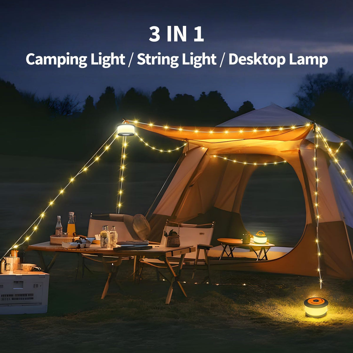 Versatile 32.8FT Rechargeable Camping String Lights with 19 Modes - Perfect for Outdoor Adventures and Festive Decor