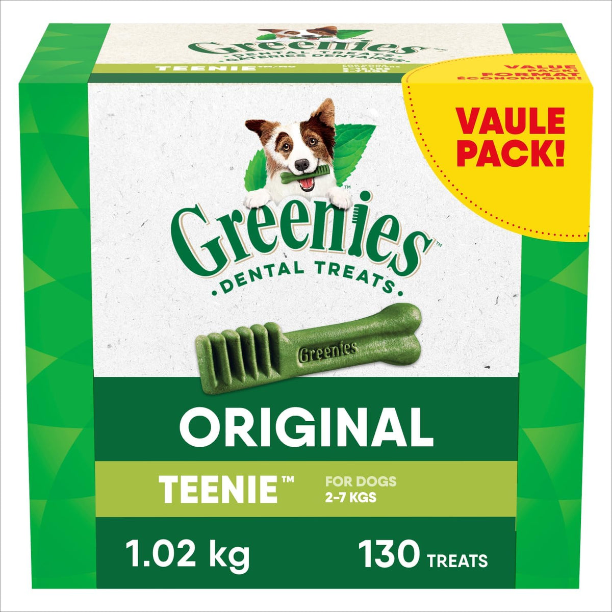Delicious GREENIES Original Dental Treats for Small Dogs - 130 Count, 1.02kg Pack for Healthy Teeth and Fresh Breath