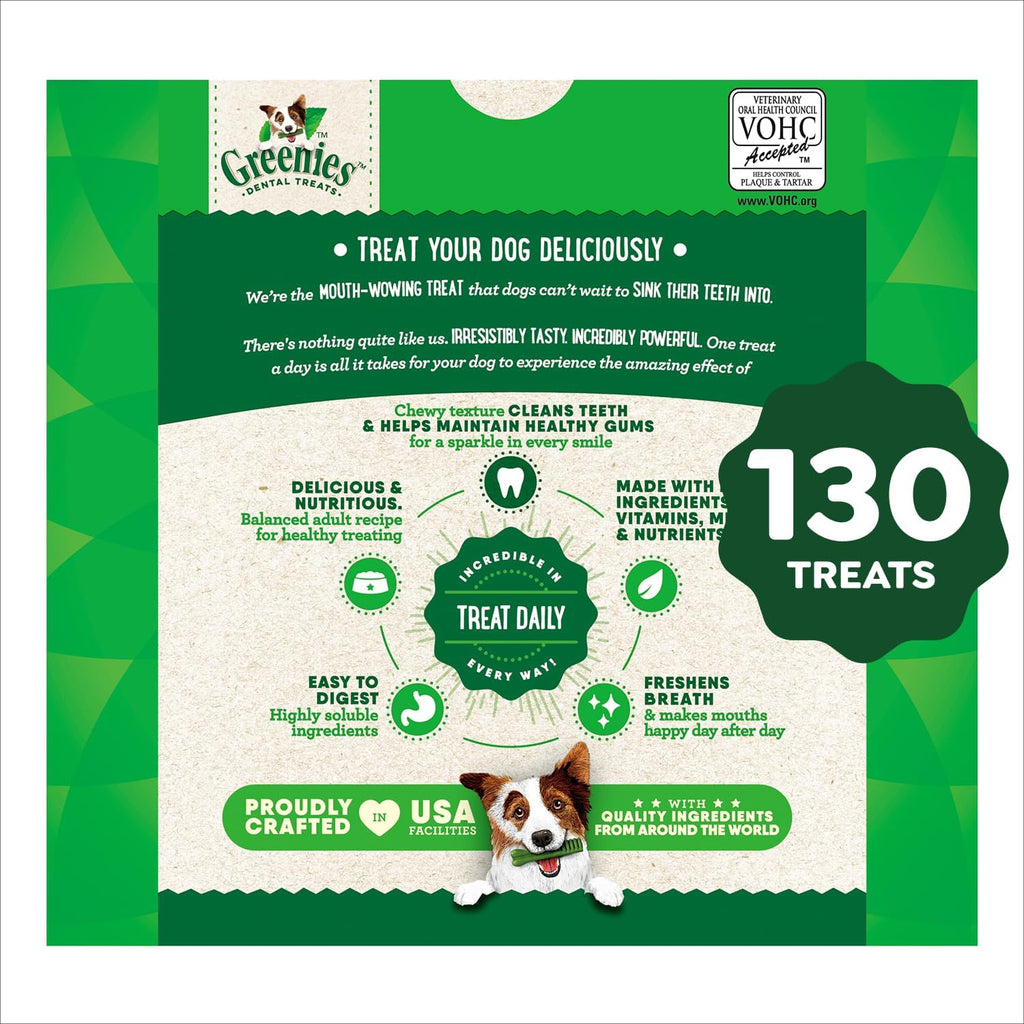 Delicious GREENIES Original Dental Treats for Small Dogs - 130 Count, 1.02kg Pack for Healthy Teeth and Fresh Breath