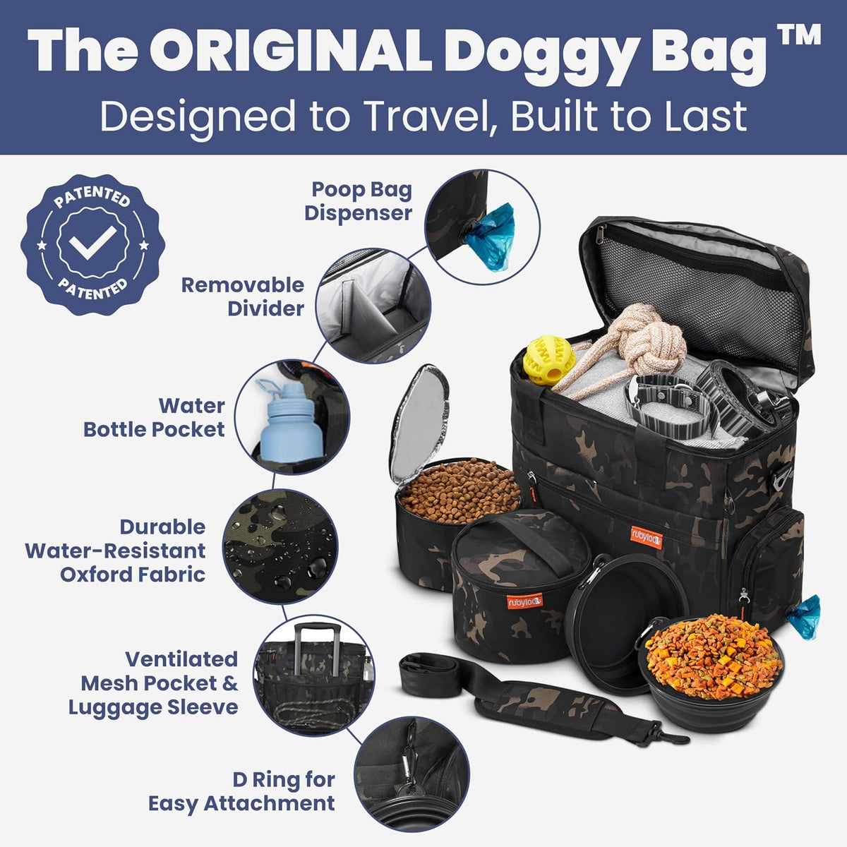 Dog Travel Bag with Bowls