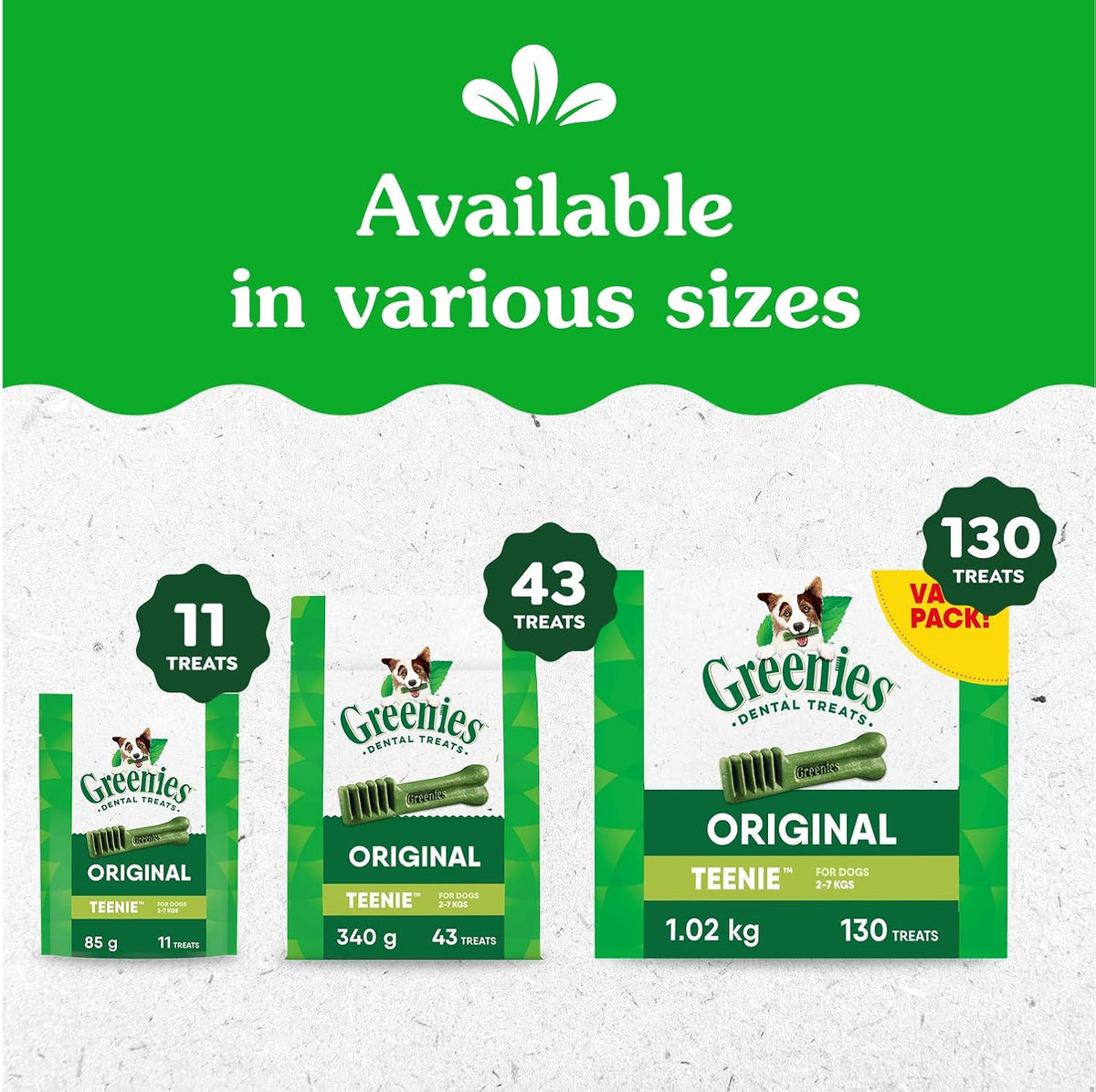 Delicious GREENIES Original Dental Treats for Small Dogs - 130 Count, 1.02kg Pack for Healthy Teeth and Fresh Breath