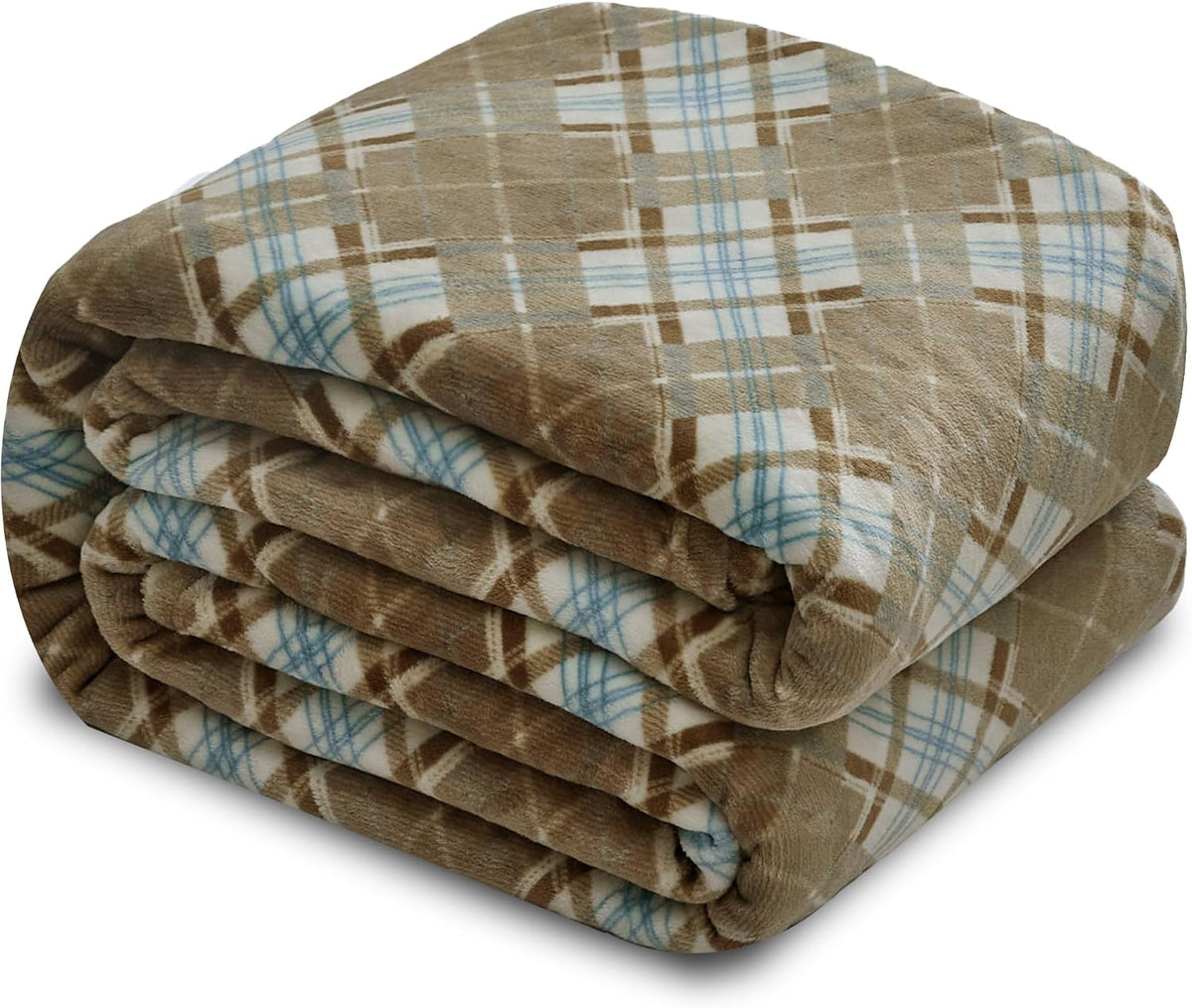 Oversized King Fleece Blanket 120X120 Inches, Seamless Soft Cozy 3D Jacquard Flannel Blanket 10'X10' Extra Large for Bed, Sofa, Couch, Travel & Camping, California King Throw, Beige Diamond