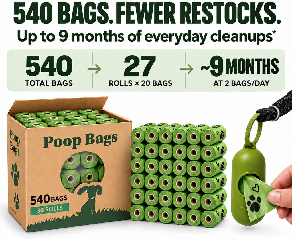 Dog Poop Bags 540 Counts – Stronger Bags for Cleaner Pickups